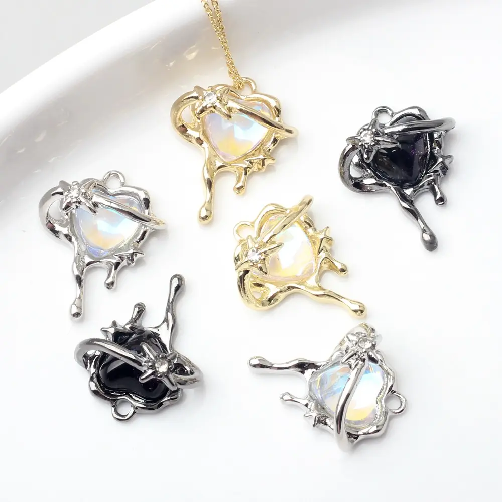 Damen kleine exquisite unregelmäßige mit Diamant eingebrachte Anhänger Schmuckherstellung DIY Halskette Ohrringe zubehör
