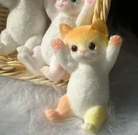 Jouet Squishy Chaton Viral, Chat Réaliste Floqué, Jouet à Presser en TPR Souple, Anti-stress Animal pour Décoration Esthétique de Chambre, de Bureau, Cadeau pour Adulte