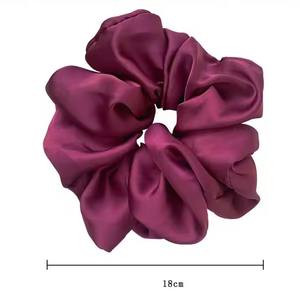 ربطات شعر ساتان حريرية كبيرة الحجم 18 بلون سادة مع شعار مخصص ربطات شعر مرنة من ذيل حصان للفتيات والنساء - Product Image 2