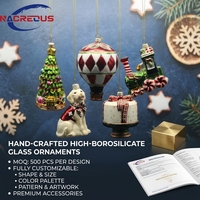 Boule de Noël en verre à suspendre, motif train, marque privée, ODM, ballon, arbre, chien, gâteau, festival, fête à domicile, vente en gros, ornement en borosilicate