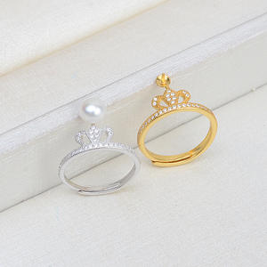 แหวนเงินแท้ S925 รูปมงกุฎ แหวนเปิดปรับขนาดได้ ประดับมุก 5-6 มม. อุปกรณ์ทำเครื่องประดับ DIY ตัวยึดเครื่องประดับแบบถอดได้ ชิ้นส่วนประกอบเครื่องประดับ - Product Image 2