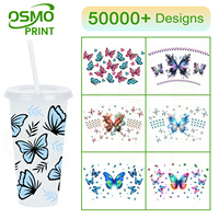 Autocollants de transfert UV double face Osmo 24oz pour gobelets en plastique lavables, motif imprimé léopard pour gobelets
