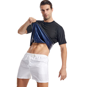 Tuta Termica da <span class=keywords><strong>Sauna</strong></span> <span class=keywords><strong>per</strong></span> Uomo con Pantaloncini e Maglietta, Fascia Dimagrante Corta <span class=keywords><strong>per</strong></span> Efficace Sudorazione - Product Image 2