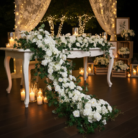Chemin de table floral haut de gamme en soie, toile de fond végétale, fleurs artificielles pour la maison, le magasin, les fêtes, les mariages