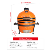 Parrilla Kamado SEB de 16 Pulgadas para Exteriores, Parrilla Portátil sin Humo para Restaurante, Parrilla de Carbón en Forma de Barril