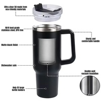 Gobelet isotherme en acier inoxydable à double paroi de 40 oz, personnalisé, pour l'aventure, avec poignée, pour le voyage et le café