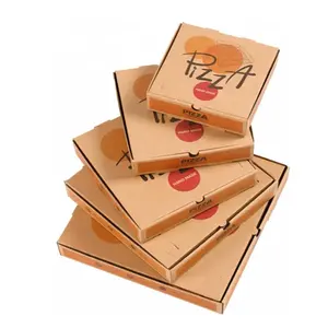 저렴한 도매 가격 일회용 골판지 튀김 햄버거 상자 다크 브라운 크래프트 종이 피자 상자 식품 포장