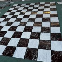 Carrelage en marbre blanc Carrara Rosso Levanto style rétro, carreaux en marbre à damier 305*305mm, épaisseur 10mm, pour sol et mur