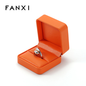 Boîte à bijoux FANXI, boîte à bracelet en cuir PU, couleur orange, emballage personnalisé avec logo, boîte à bijoux - Product Image 6