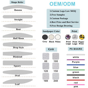 Lima de uñas profesional de doble cara 100/180 Grit Half Moon con logotipo personalizado Mini esmeril de plástico colorido para salones de manicura - Product Image 6
