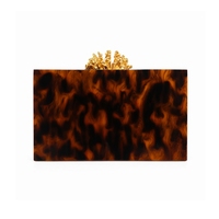 GZTRIPLEA Pochette de Soirée de Luxe Faite à la Main en Acrylique Doré Motif Floral, Sac à Main Personnalisé pour Femme avec Chaîne Bandoulière