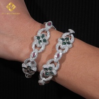 Bracelet pour homme en argent sterling 925, design unique, hip-hop, luxe, serti de pierres, marquise + poire, pierre naturelle, lien cubain infini