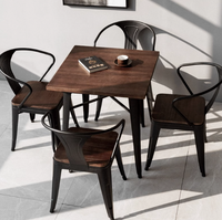 Ensemble de table à manger en métal moderne et de chaises en fer contemporaines pour restaurants, hôtels, cafés, centres commerciaux, meubles de salon