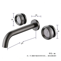 Robinet de lavabo mural en laiton avec double poignée en cristal, mitigeur dissimulé de luxe pour eau chaude et froide