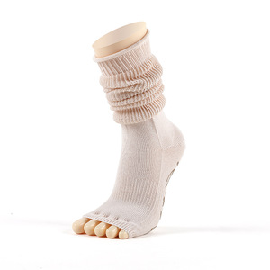 KTS297 Custom Logo OEM sport Grip <span class=keywords><strong>calze</strong></span> <span class=keywords><strong>donna</strong></span> Open Toe antiscivolo cinque dita Slouch pavimento Yoga Pilates calzini - Product Image 2