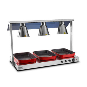 Restauration commerciale acier inoxydable argent <span class=keywords><strong>chauffe</strong></span>-aliments lampe simple/Double tête <span class=keywords><strong>Pizza</strong></span> BBQ chauffage électrique 220V 2.2kW - Product Image 1