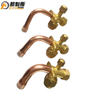 Pour R22 House Hold A/C Valve en cuivre à trois voies Fluor-ajout <span class=keywords><strong>de</strong></span> vanne <span class=keywords><strong>d</strong></span>'<span class=keywords><strong>arrêt</strong></span> coude outil à main Valve à 90 degrés 1/4 ''~ 3/4'' pouces - Product Image 4