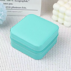 Square PU Leather Jewelry <b>Storage</b> Box, Multi Compartment Zipper Portable Travel Organizer Case for Earrings <b>Rings</b> Necklaces - Product Image 3