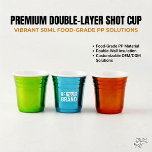 Gobelet à shot en plastique à double paroi de 2 oz (50 ml), qualité alimentaire PP, réutilisable, mini gobelet individuel, pour fêtes, événements, bars, promotion, OEM, ODM - Product Image 1
