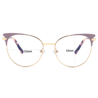 Haoya TJ9632 Monturas de Gafas Ópticas de Metal Semicirculares para Mujer, Anti-Luz Azul, Diseño Moderno y Colorido, Logotipo Personalizado, para Todas las Formas de Rostro