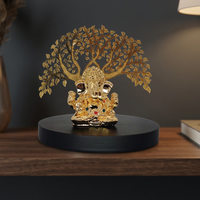Idole artisanale dorée du Dieu Ganesha en acier inoxydable pour la décoration religieuse de la maison, du temple ou de la salle de Puja, cadeau d'anniversaire et objet de décoration festive
