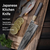 Couteau de chef professionnel japonais en acier Damas, style vintage, manche en bois d'olivier, écologique, pour trancher le saumon, le sashimi et la viande