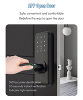 Serrure de porte intelligente Toya étanche empreinte digitale avec clés mécaniques pour serrure intelligente de carte IC d'appartement