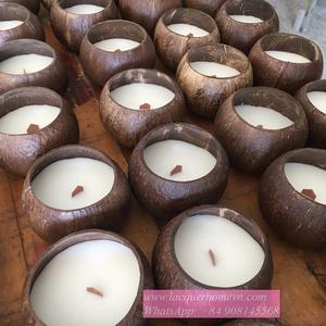 Vela de coco respetuosa con el medio ambiente, cuenco de concha de coco, tazón de cera con aroma de coco - Product Image 3