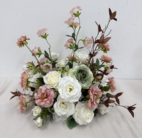 Boule de fleurs artificielles, fleurs roses avec boule de fleurs vertes, centre de table pour mariage, décorations de table de fête