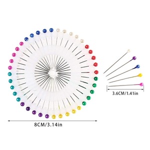 40 pièces/ensemble d'aiguilles à tête de perle ronde point droit épingles à coudre pour la couture bricolage outils de couture positionnement - Product Image 2