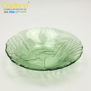 Assiettes à dîner créatives personnalisées, assiettes de chargeur en verre de couleur noire, vaisselle ronde volcanique en verre décoration - Product Image 4