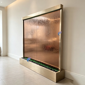 Modern Stainless Steel Self-adhesive <b>Wall</b> Mounted Waterfall Fountain Rectangle Shape Indoor Living Room Decor Restaurants - Product Image 1