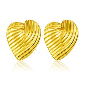 Pendientes de Corazón de Acero Inoxidable Chapados en Oro de 14K de Alta Calidad, Personalizados, Hechos a Medida, Modernos, Recuerdo de Fiesta para Mujer - Product Image 1