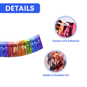 Xieli قوس قزح معدني بهرج هامش احباط إكليل معلقة الباستيل حزب خلفية زينة لافتة لامعة - Product Image 3