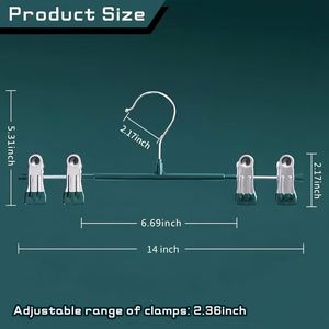 Multi Stackable Durable Space Saving Metal Skirt Hangers for Skirts and Pants with Clips Wardrobe Use - Product Image 4
