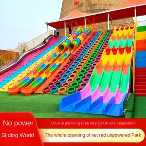 Grand château gonflable extérieur sans moteur, toboggan en bois et acier inoxydable pour enfants, Wenzhou Red Rainbow Road Climbing - Product Image 2