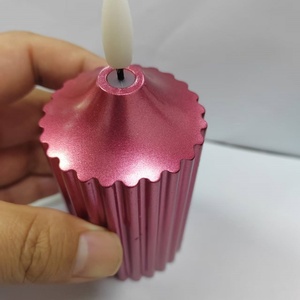 Bougies à Pilier LED en Cire Véritable Rouge Argentée Ivoire Sans Flamme Bougies de Secours LED Étanches - Product Image 2