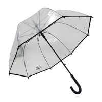 Grand parapluie transparent Apollo en forme de dôme profond, parapluie de marche transparent avec poignée en J incurvée pour les événements en plein air