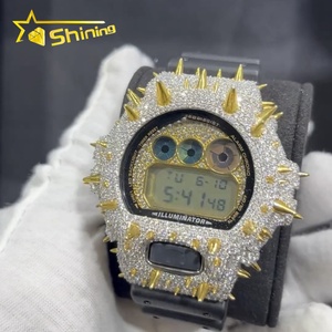 Viền đồng hồ Hip Hop thiết kế Spike, làm thủ công, mạ bạc 925, đính đá Moissanite VVS, dành cho đồng hồ DW6900 - Product Image 1