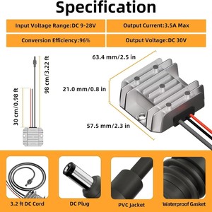 Convertidor de Potencia DC-DC de 12V/24V a 30V 3.5A Directo de Fábrica, Módulo Elevador de Voltaje DC Impermeable, Fuente de Alimentación Elevadora de Voltaje DC - Product Image 2