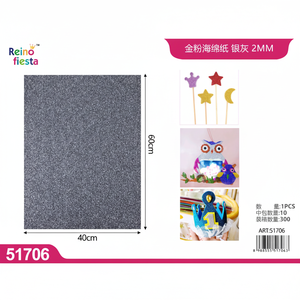 Foglio di schiuma di Glitter grigio argento 40x60cm senza adesivo per artigianato e decorazioni in Polyfoam - Product Image 2