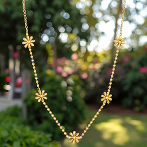 2025 desain baru baja tahan karat Daisy liontin Fashion 18K tidak pudar, perhiasan Korea kustom grosir, kalung wanita yang menawan - Product Image 4