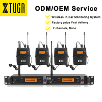 Système de monitoring intra-auriculaire professionnel XTUGA IEM1200 4 Bodypack double canal avec logo personnalisé UHF pour utilisation sur scène