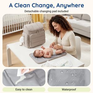 Sac à dos à couches imperméable avec matelas à langer, sangles de poussette, poches isothermes pour tout-petits, étui à sucettes, en polyester, 17,9 L - Product Image 5