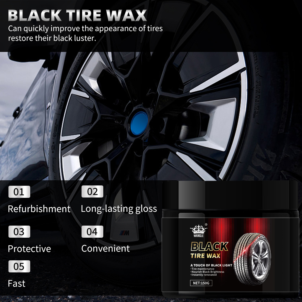 150g High-Shine Tire Polish Wax – Long-Lasting Black Tire Dressing with UV Protection - View 3