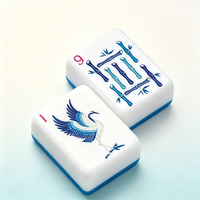Jeu de Mahjong Américain 160 Tuiles Dragon Bleu Papillon Poisson Acrylique 4 Couches Porcelaine Brillante Durable Jeu de Société pour la Maison Vente en Gros