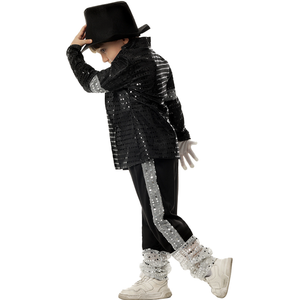 Disfraz de Halloween para Niño, Disfraz de Michael Jackson, Rey del Pop de los 80, <span class=keywords><strong>Billie</strong></span> Jean, Traje Negro, Cosplay, CARR-034 - Product Image 2
