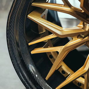 Fashion Mesh Style Forged Alloy <b>Wheel</b> With Full Carbon Barrel Golden <b>Spoke</b> Custom Surface Finish Lightweight Auto Rim - Product Image 6