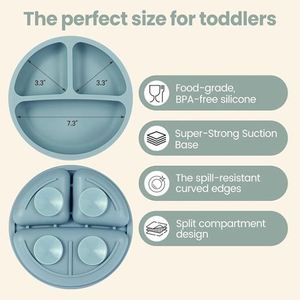Juego de Alimentación para Bebés de Silicona de Grado Alimenticio Libre de BPA, Juego de 6 Platos y Cucharas para Bebé con Succión - Product Image 2