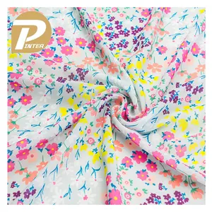 2022 Hot Style Digital Printed Floral Silk Chiffon Fabric for Ladies Dress